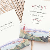 San Francisco Skyline Waterverf De datum opslaan Kaart