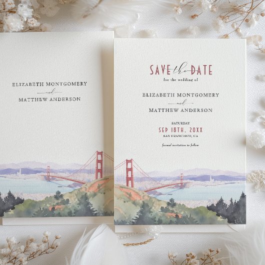 San Francisco Skyline Waterverf De datum opslaan Kaart