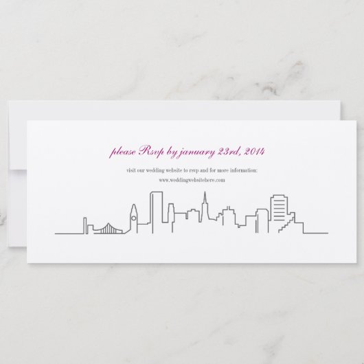 San Francisco Skyline Wedding of Dinner Invitation Kaart (Achterkant)