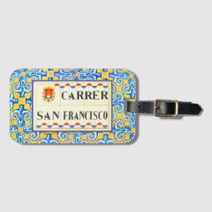 San Francisco Spaanse Gele Blauwe Decoratieve Tege Bagagelabel