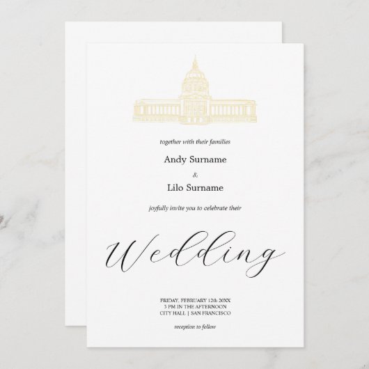 San Francisco stadhuis bruiloft uitnodiging (Voorkant / Achterkant)