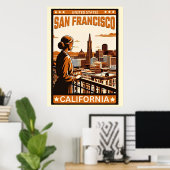 San Francisco Stadsbalkon uitzicht Californië Poster (Thuiskantoor)