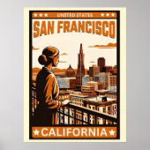 San Francisco Stadsbalkon uitzicht Californië Poster (Voorkant)