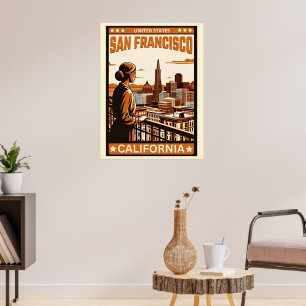 San Francisco Stadsbalkon uitzicht Californië Poster