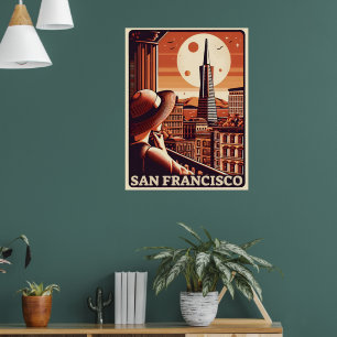 San Francisco Stadsbalkon uitzicht Californië Poster