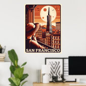  San Francisco Stadsbalkon uitzicht Californië Poster (Thuiskantoor)