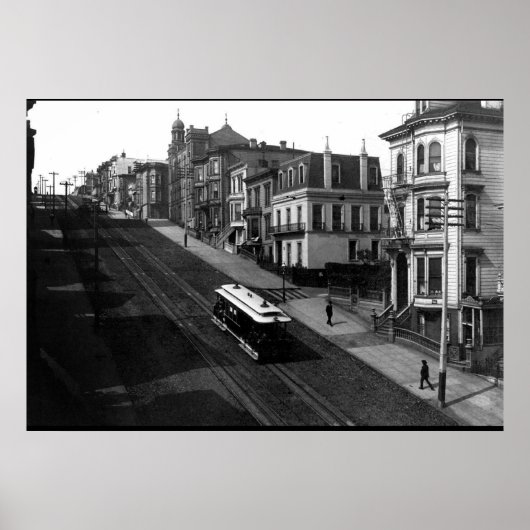 San Francisco Straat met Cable Car 1901 Poster (Voorkant)