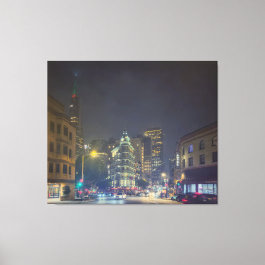 San Francisco Street bij Night Scene Canvas Afdruk (Voorkant)