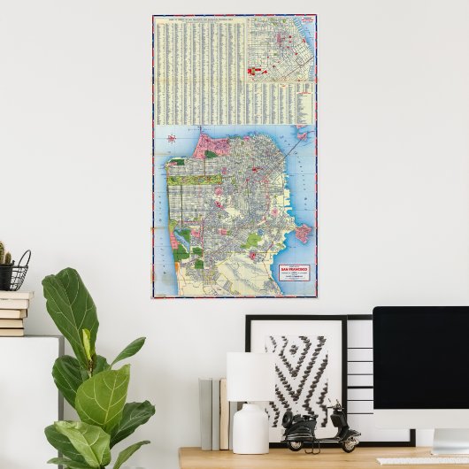 San Francisco Street Map Poster (Thuiskantoor)