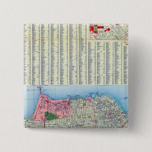 San Francisco Street Map Vierkante Button 5,1 Cm (Voorkant)