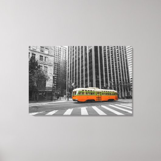 San Francisco Streetcar in kleur Canvas Afdruk (Voorkant)