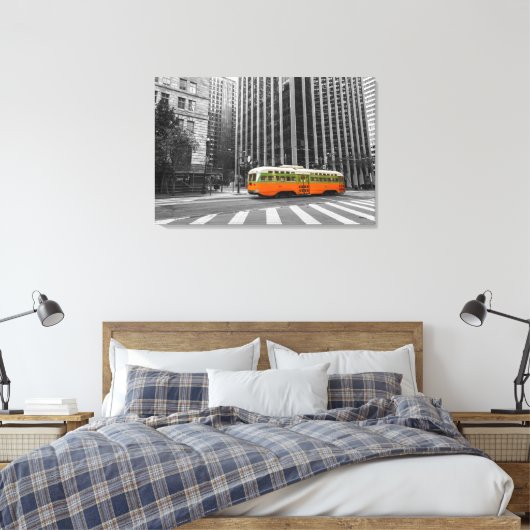 San Francisco Streetcar in kleur Canvas Afdruk (Insitu (Slaapkamer))