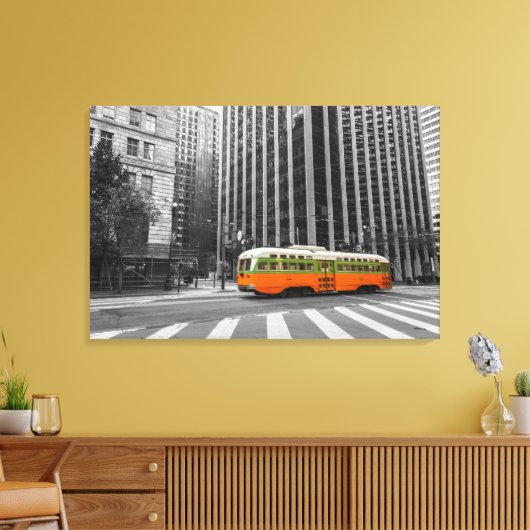 San Francisco Streetcar in kleur Canvas Afdruk (Insitu (Woonkamer))