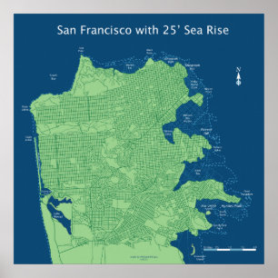 San Francisco Streets met 25 ft Zee verhoging Poster