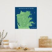 San Francisco Streets met 25 ft Zee verhoging Poster (Keuken)