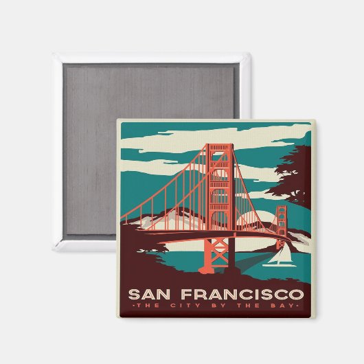 San Francisco Style Golden Gate Bridge Magneet (Voorkant / Achterkant)