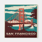 San Francisco  Style Golden Gate Bridge Magneet (Voorkant)