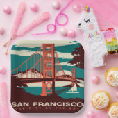San Francisco  Style Golden Gate Bridge Papieren Bordje (Feest)
