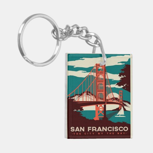 San Francisco  Style Golden Gate Bridge Sleutelhanger (Voorkant Links)