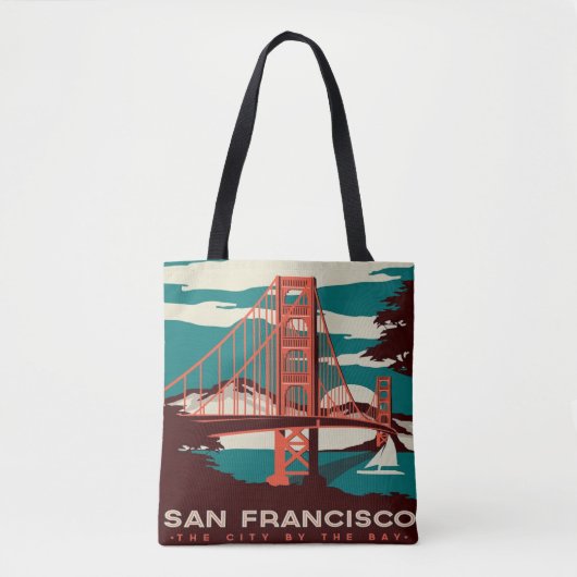 San Francisco  Style Golden Gate Bridge Tote Bag (Voorkant)