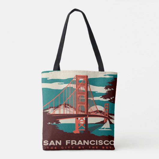 San Francisco  Style Golden Gate Bridge Tote Bag (Achterkant)