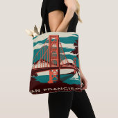 San Francisco  Style Golden Gate Bridge Tote Bag (Dichtbij)