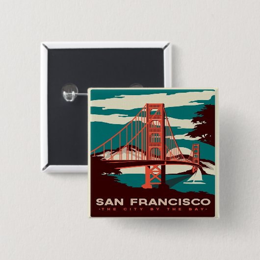 San Francisco  Style Golden Gate Bridge Vierkante Button 5,1 Cm (Voorkant /achterkant)