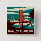 San Francisco  Style Golden Gate Bridge Vierkante Button 5,1 Cm (Voorkant)