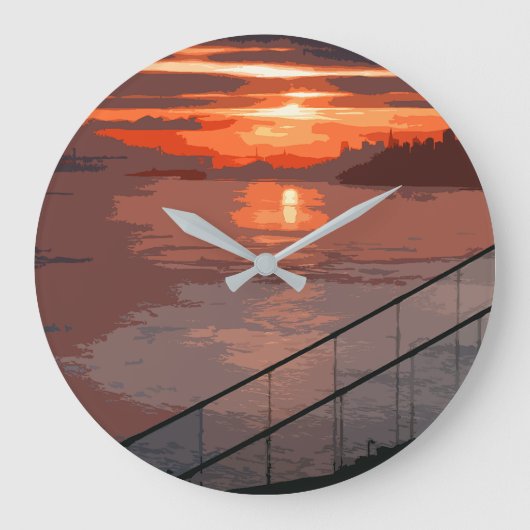 San Francisco Sunrise Retro Grote Klok (Voorkant)