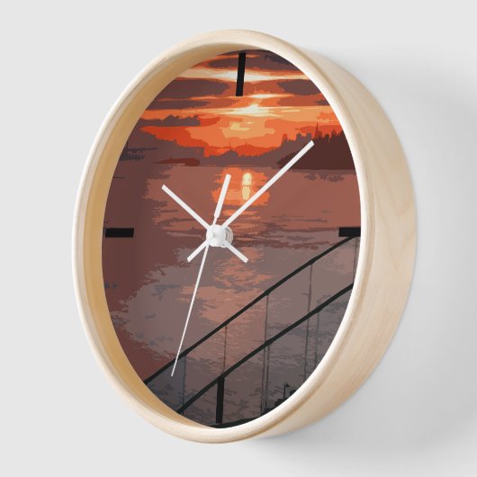 San Francisco Sunrise Retro Large Clock (Hoek)