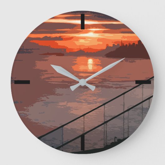 San Francisco Sunrise Retro Large Clock Grote Klok (Voorkant)