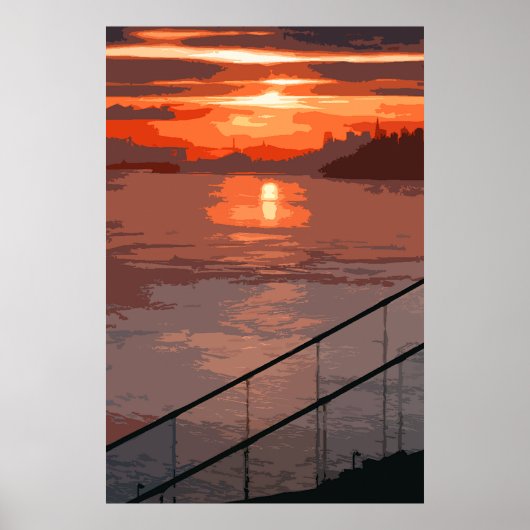 San Francisco Sunrise Retro Poster (Voorkant)