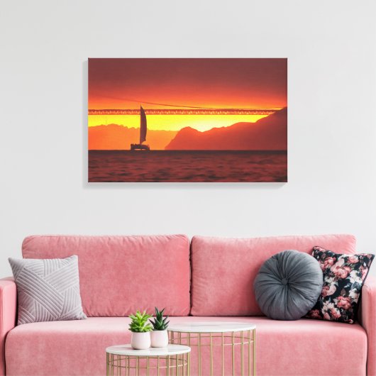 San Francisco Sunset 1124 Art Canvas Afdruk (Insitu (Woonkamer))