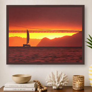 San Francisco Sunset Sailboat 1124 Kunstprint Poster