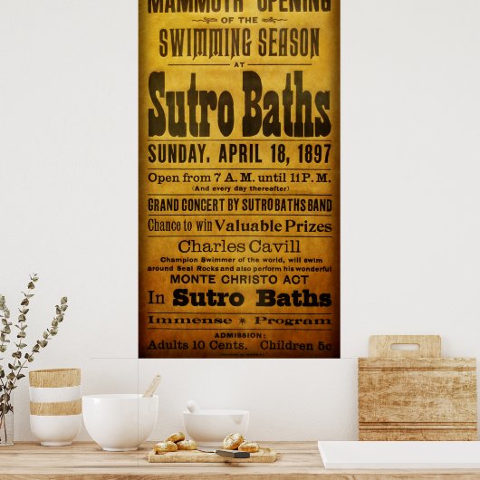 SAN FRANCISCO SUTRO BATHS OPEN 1897 POSTER (Keuken)