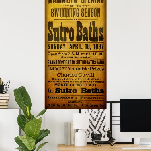 SAN FRANCISCO SUTRO BATHS OPEN 1897 POSTER (Thuiskantoor)
