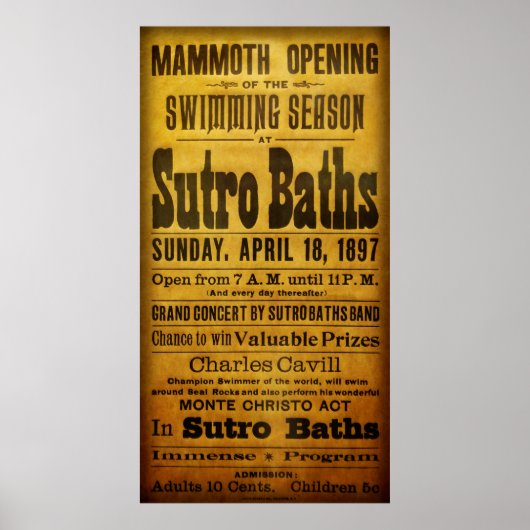 SAN FRANCISCO SUTRO BATHS OPEN 1897 POSTER (Voorkant)