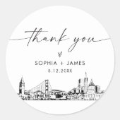 San Francisco Thank You Favor 3" (vel van 6) Ronde Sticker (Voorkant)