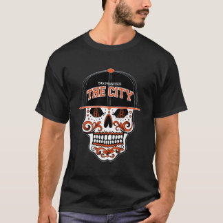 San Francisco The City Sugar Skull Bay Bridge Gold T-shirt