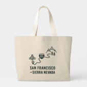 San Francisco to Sierra Nevada Route Design Grote Tote Bag (Achterkant)