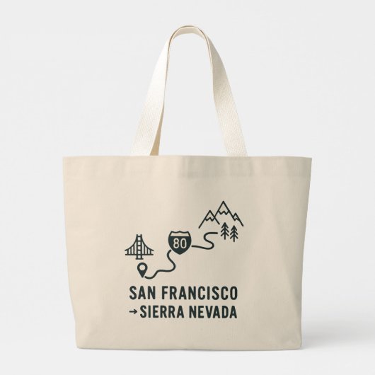 San Francisco to Sierra Nevada Route Design Grote Tote Bag (Achterkant)