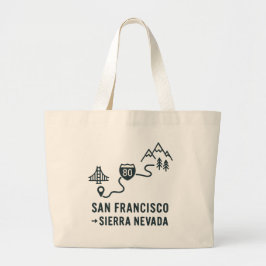 San Francisco to Sierra Nevada Route Design Grote Tote Bag