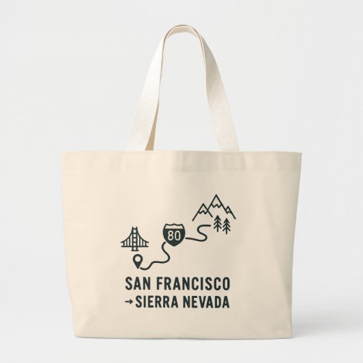 San Francisco to Sierra Nevada Route Design Grote Tote Bag (Voorkant)
