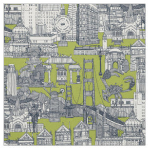 San Francisco toile indigo citroen Stof