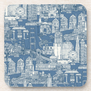 San Francisco toile kobalt denim Bier Onderzetter