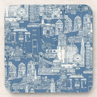 San Francisco toile kobalt denim Bier Onderzetter