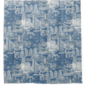 San Francisco toile kobalt denim Douchegordijn (Voorkant)