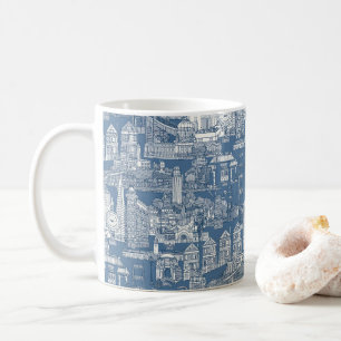 San Francisco toile kobalt denim Koffiemok