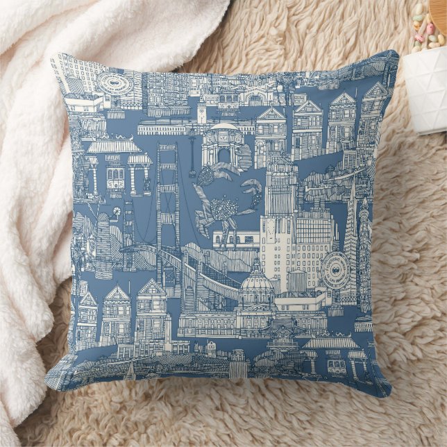 San Francisco toile kobalt denim Kussen (Deken)