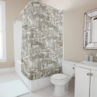San Francisco toile thee bruin sterke wit Douchegordijn